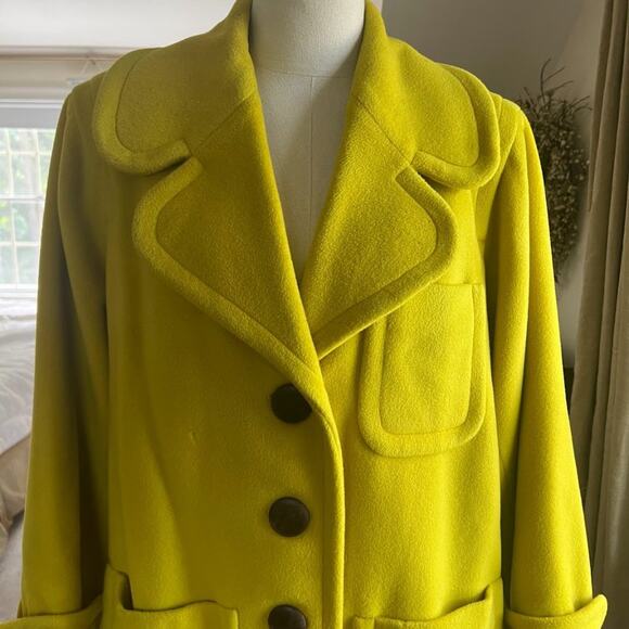 Vintage Yves Saint Laurent YSL Rive Gauche Yellow Wool Coat - Picture 4 of 16